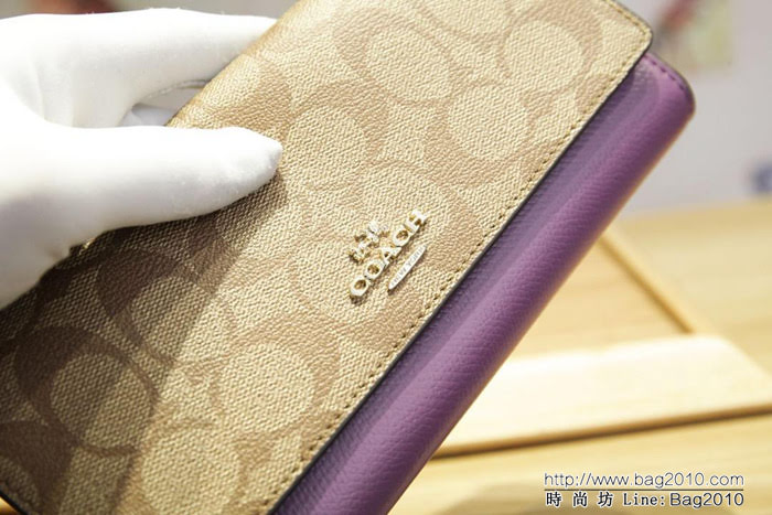 COACH蔻馳 原單 Coach53763 女士三折大手包 專櫃用料PVC拼頭層牛皮 專櫃爆款  Chz1195